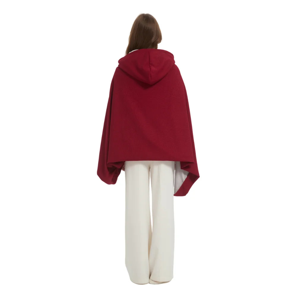 Winter Solid Zipper USB Heated Electric Hoodie Shawl