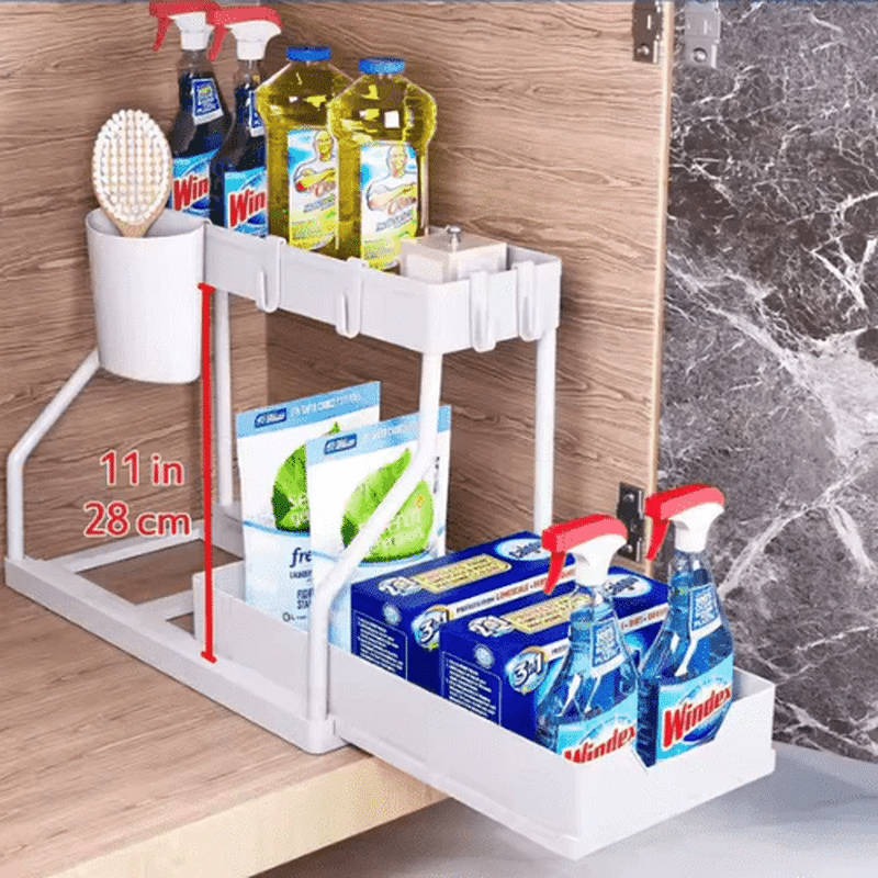 2-Tier Pull-Out Storage Rack for Countertop