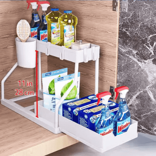 2-Tier Pull-Out Storage Rack for Countertop