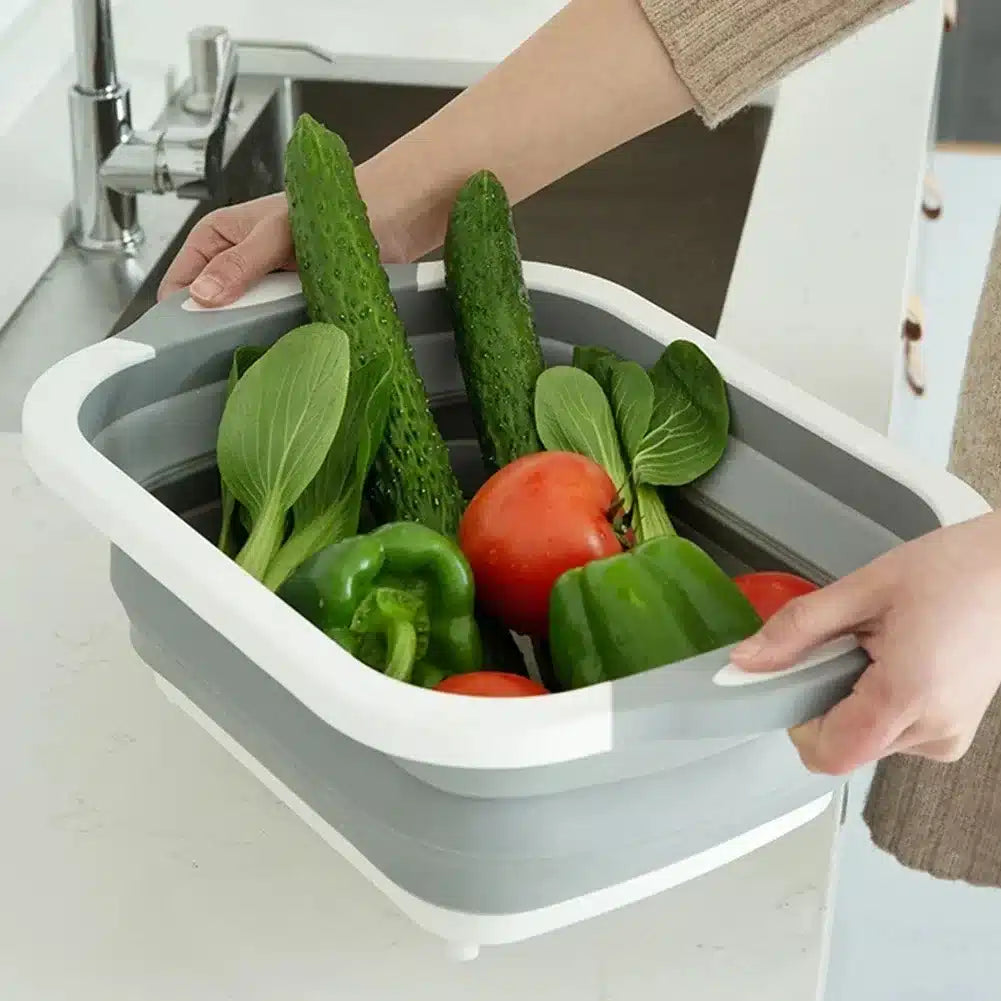 Plastic Folding Chopping Board Kitchen Washing Basket