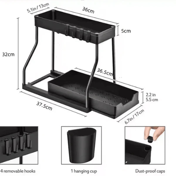 2-Tier Pull-Out Storage Rack for Countertop