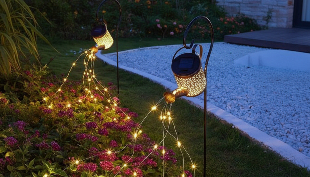 Solar Powered Watering Can Garden Light