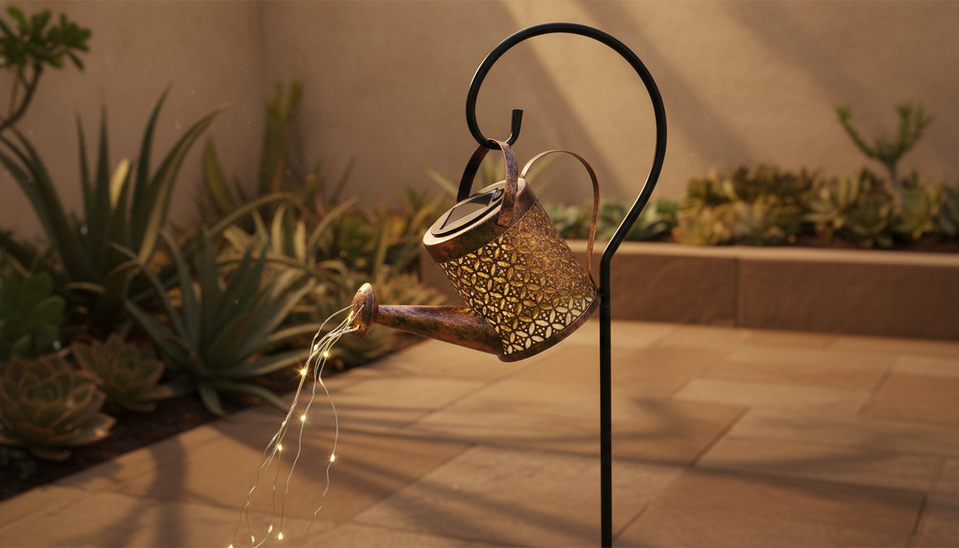 Solar Powered Watering Can Garden Light